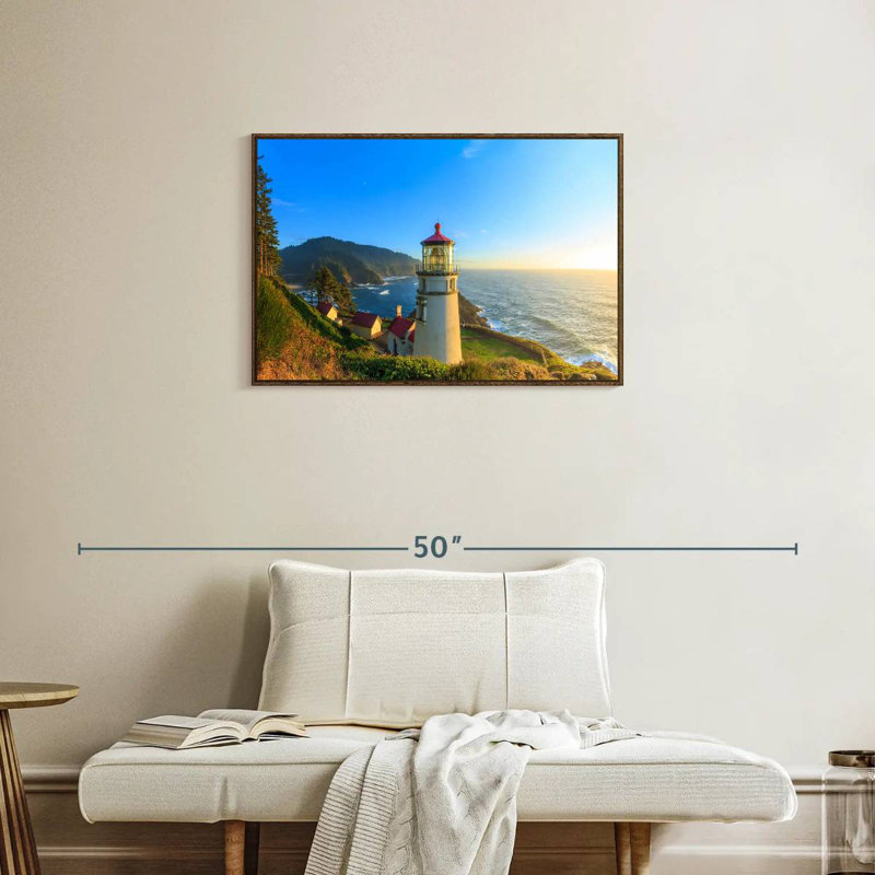 Phare de Heceta Head, Cadre flottant noyer, 31 po x 21 po