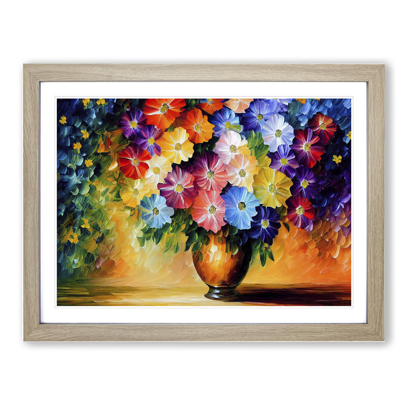 Mixed Flowers - Framed Print, 34cm H x 46cm W, Oak Framed