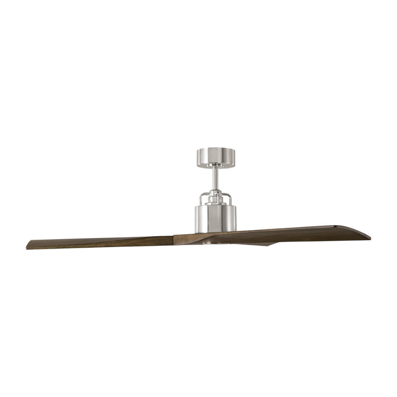 Alma Smart Downrod Ceiling Fan, Brushed Steel, Light Gray/Weathered Oak