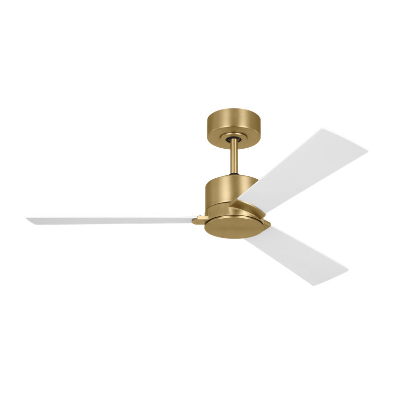 Rozzen Downrod Ceiling Fan, Burnished White, 44", Matte White
