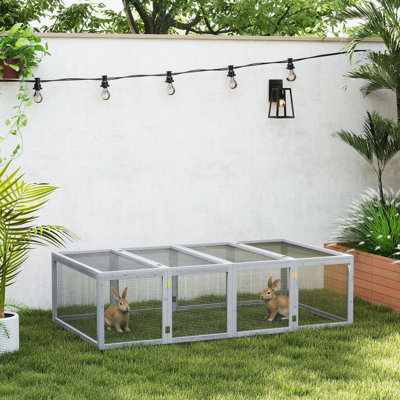 Rabbit Run with Wire Mesh 181 x 100 x 48 cm Grey