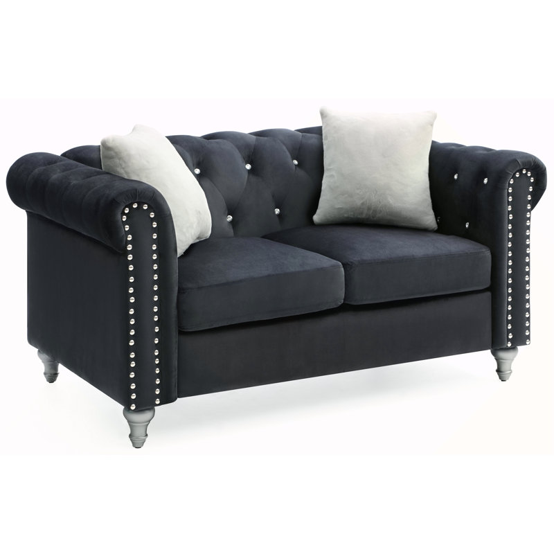 Stylish Contemporary Loveseat In Black, Black