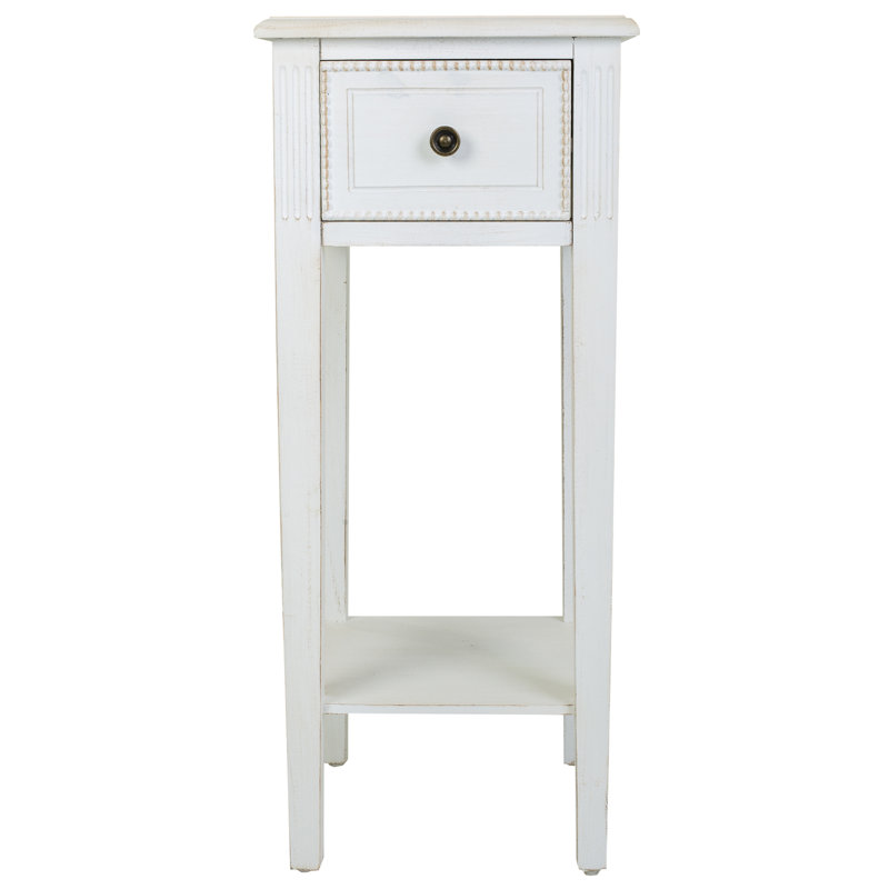 Kimonte 33cm W Solid + Manufactured Wood Bedside Table, White