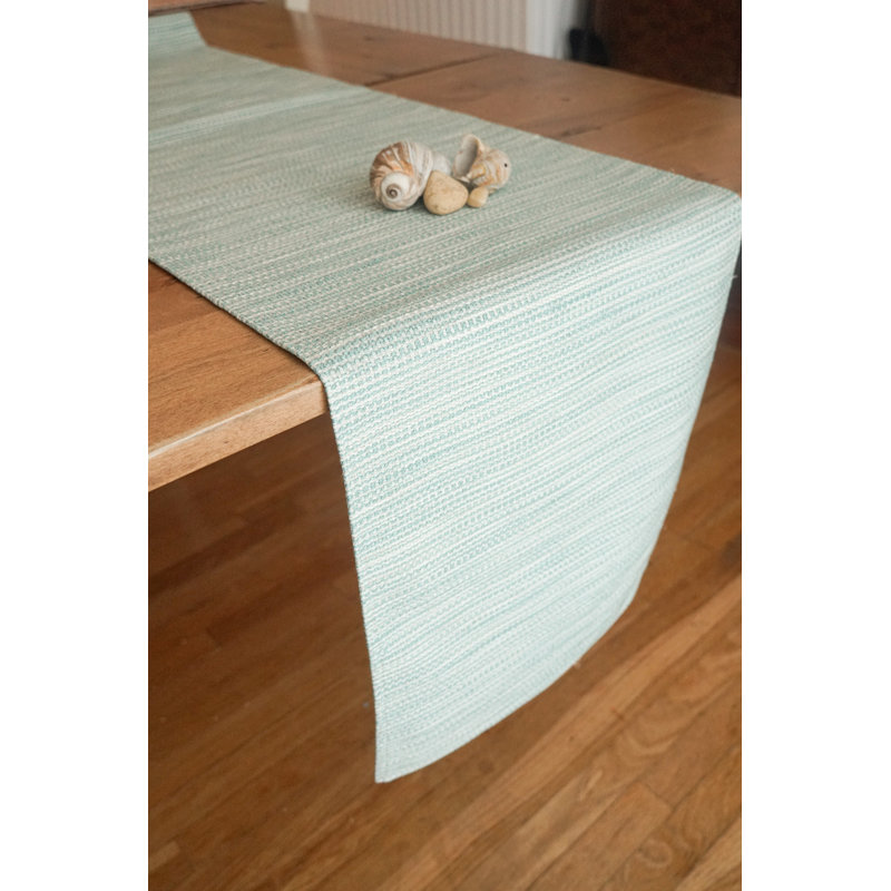 Bay View Striped Table Runnner, Aqua