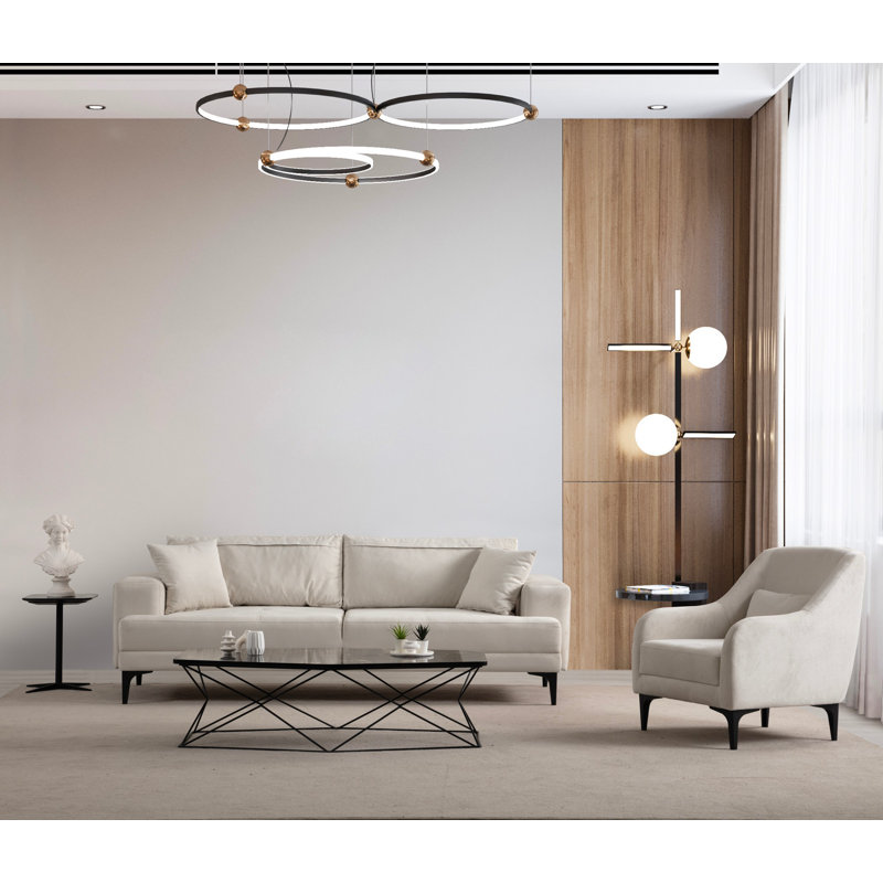 Fauteuil à oreilles, Mélange de polyester beige Nampreet
