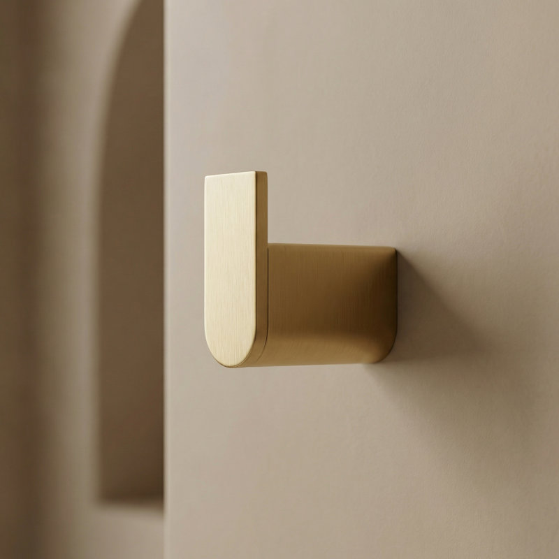 Linear Minimal Robe Hook, Brushed Gold