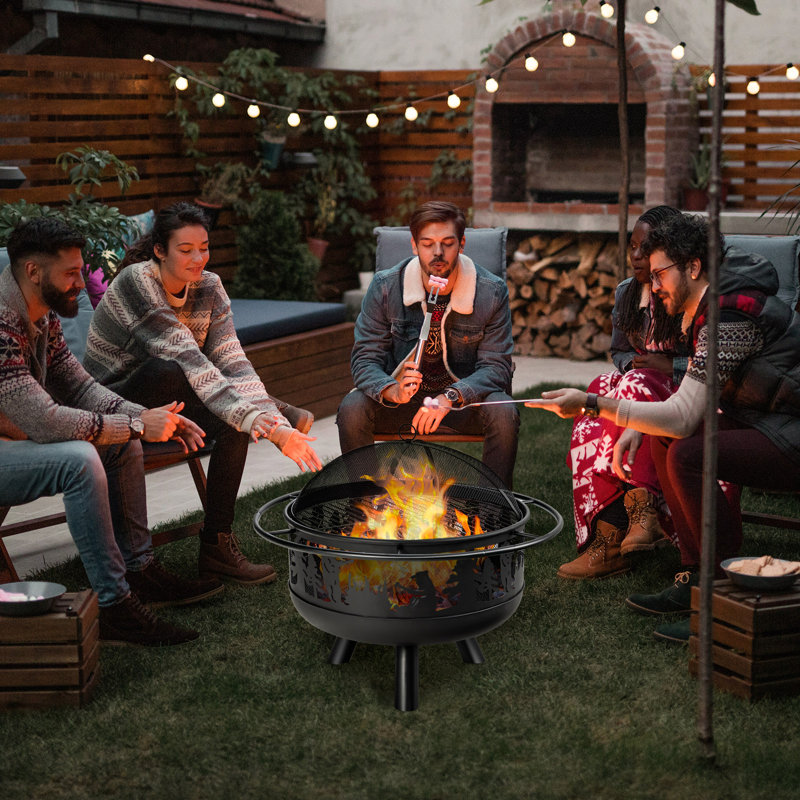 Round Iron Wood Burning Smokeless Fire Pit