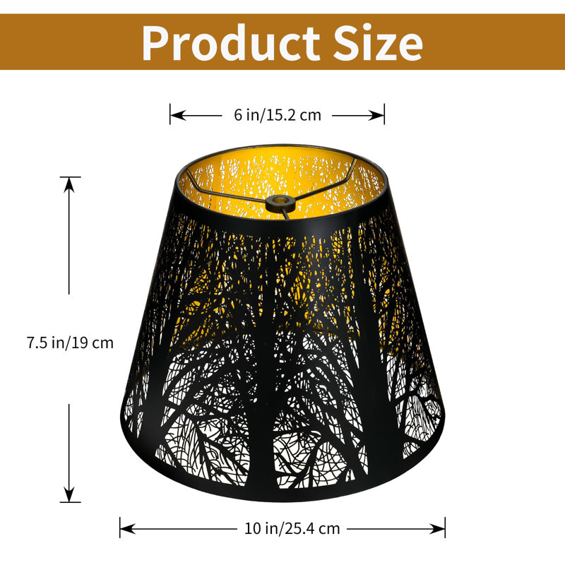Petit abat-jour, abat-jour tonneau en métal avec motif d'arbres ALUCSET pour lampe de table et lampe sur pied, diamètre du haut 6 x diamètre du bas 10 x hauteur 7,5 araignée