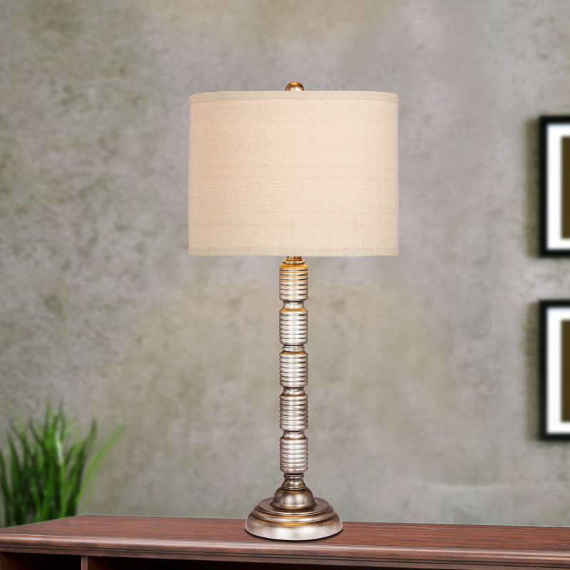 Sandhurst Metal Table Lamp, Oatmeal, Silver