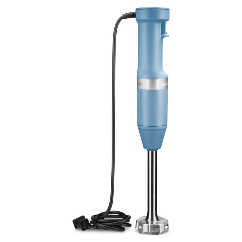 Mélangeur à immersion à main à vitesse variable KitchenAid avec bras amovible de 8 po, fouet, hachoir et pot de mélange en turquoise