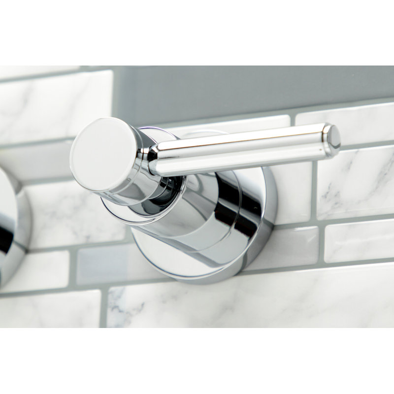 Kingston Brass Concord Two-Handle 3-Hole Wall Mount Roman Tub Faucet, Polished Chrome, Lever Handle