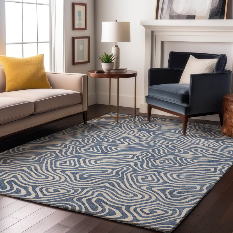 Premium Machine Washable Diskin AMF1030 Swirls Rug, Rectangle 3' x 5'