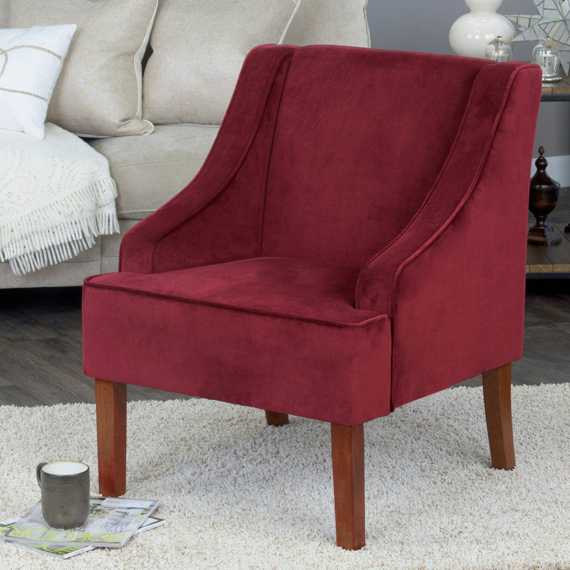 Fauteuil d'appoint incurvé Daryann, Polyester merlot baie