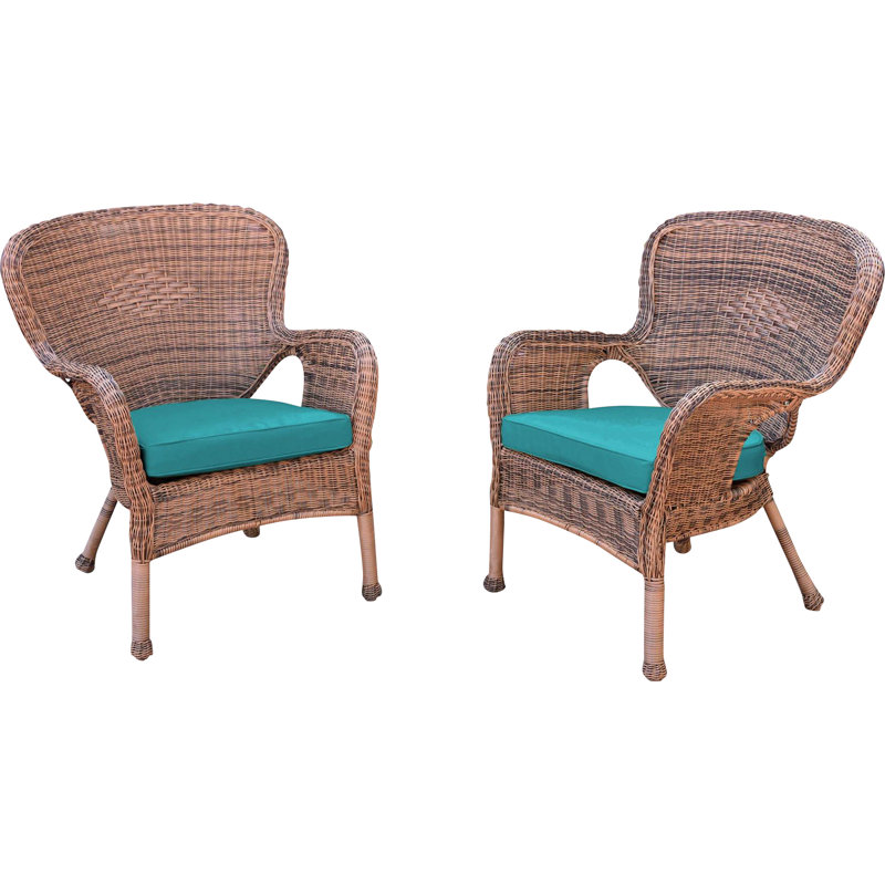 Chaise de patio avec coussins Batchelder, Turquoise, Miel