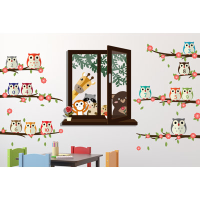 Adhésif décoratif "mode fenêtre" pour les amis animaux de chambre de bébé hibou