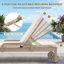 Chaise longue d'extérieur en bois d'acacia avec roulettes et coussin