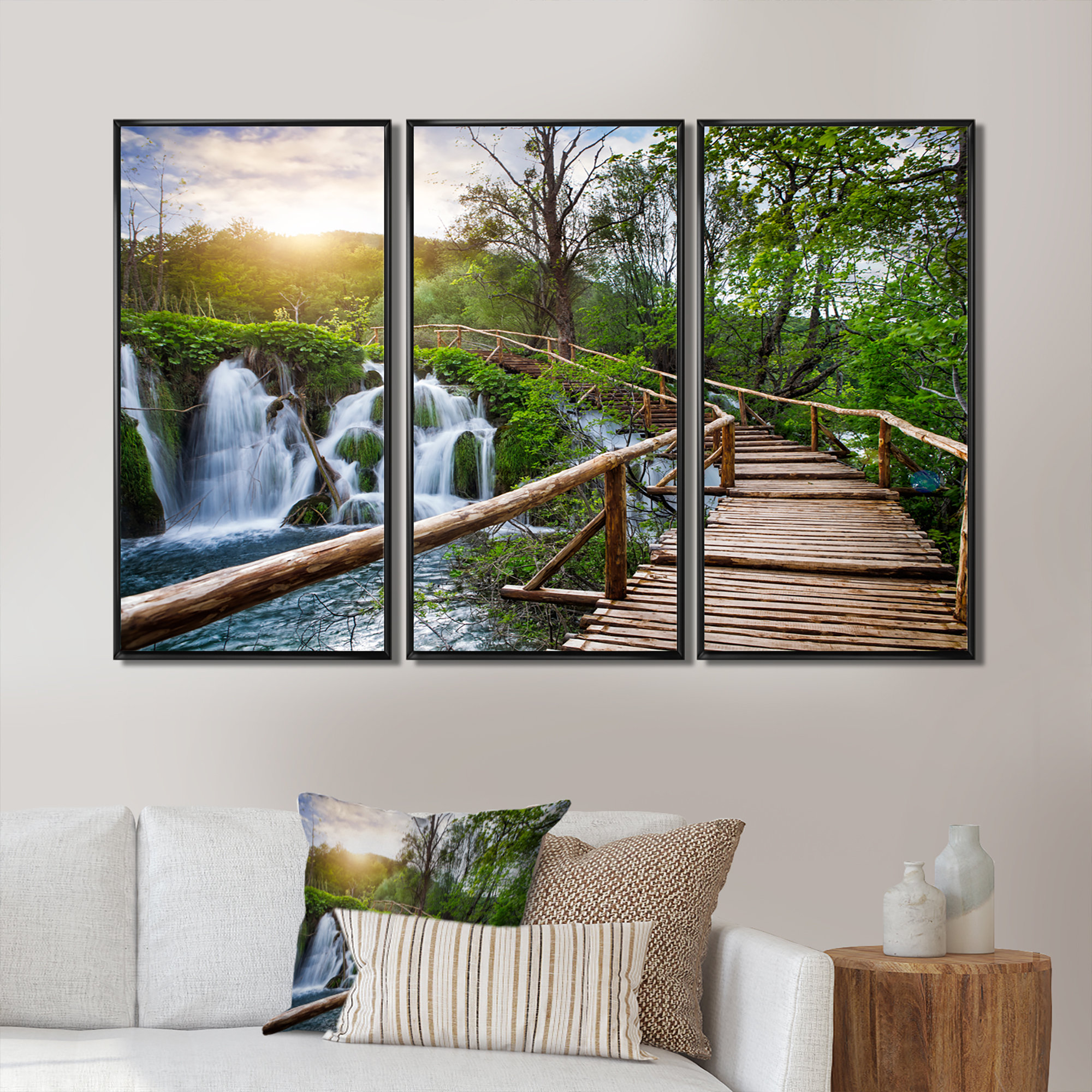 Loon Peak Pathway In Plitvice Lakes - Landscape Framed Canvas Wall Art ...