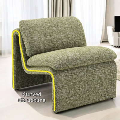 Modern Curved Chair - Boucle, Comfortable Foam Padding Elegant Foam, Style