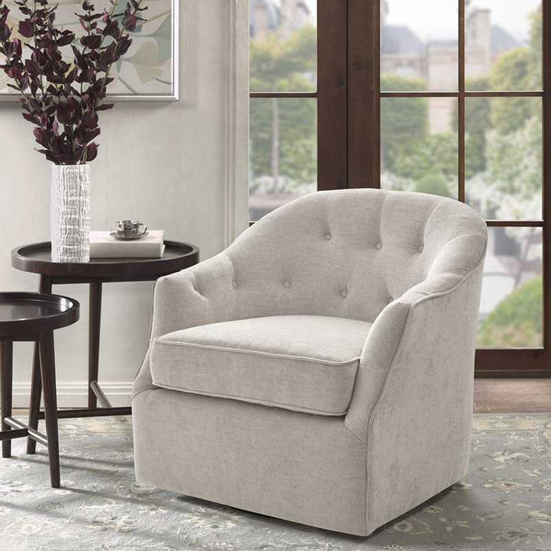 Fauteuil pivotant rembourré sans assemblage requis, Beige