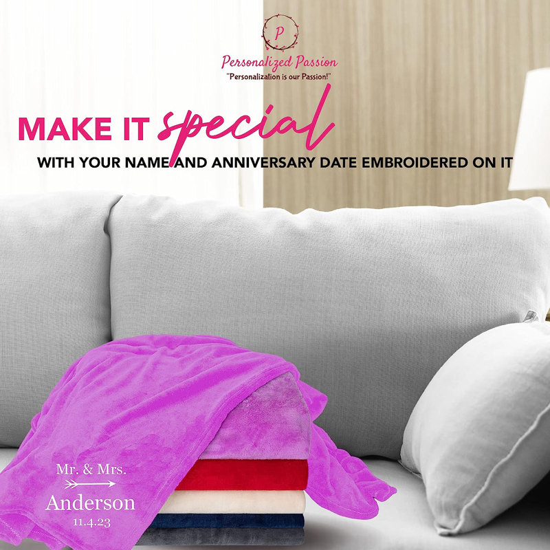 Couverture douce et confortable personnalisée pour couple - Cadeaux noir - 40 x 60 pouces, L 40 po x L 60 po, Mauve