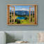 «Window View Snowy Mountain Range Summer Countryside Lake Nature Decor Decor Rustic Landscape» sur toile-98448999