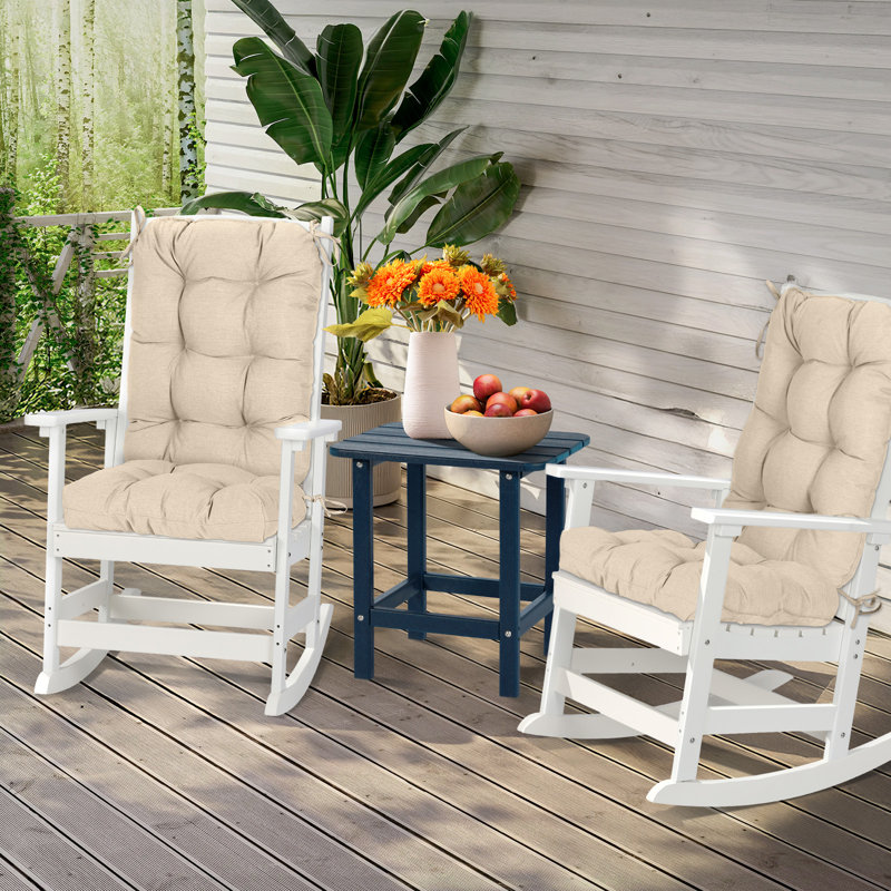  Aoodor Outdoor Tufted Back Cushions Patio Replacement Chair Cushion, Khaki