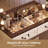 Farmhouse Makeup Vanity Desk with 3-Tone LED & Glass Tabletop & Stool