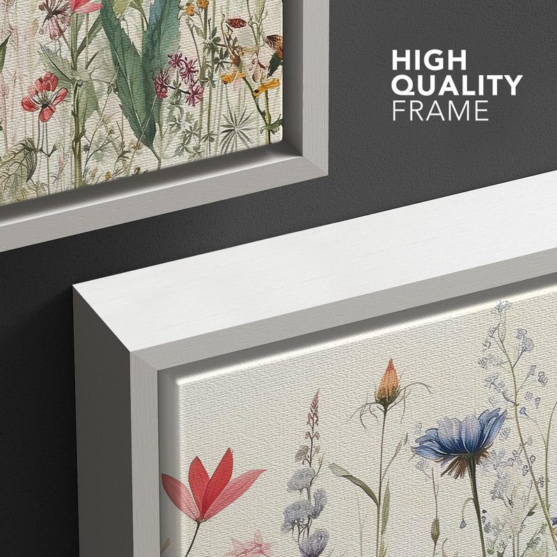 «Wildflowers Prints Minimalist» sur, H 24 po x l 36 po, Cadre blanc