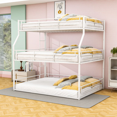 Durable Metal Triple Bunk Bed with Safety Features, Ideal for Growing Families