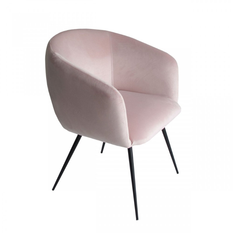 Chaise avec accoudoirs à dossier rembourré Sofea, Rose