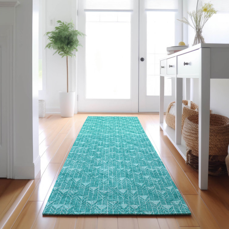 Premium Machine Washable Cerrito AMF514 Teal Rug