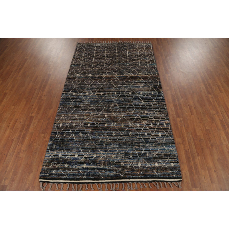 Navy Blue & Brown Moroccan Oriental Area Rug 6x10