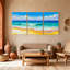 Nautique et plage, océan, vagues, ciel, plage, nuages, sable, soleil, horizon, ensemble de 3 impressions sur toile-688958873