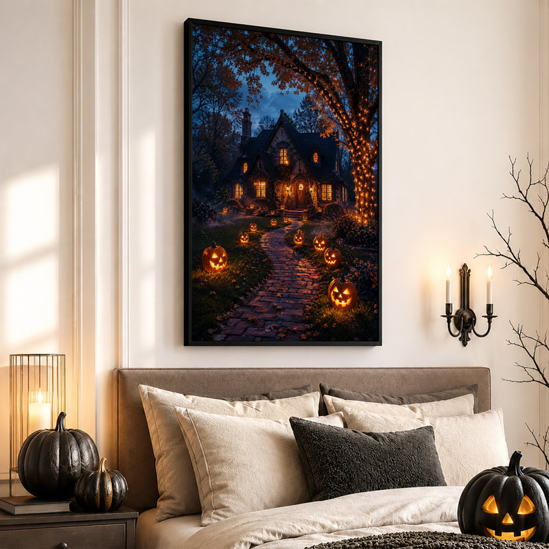 Art mural sur toile, chemin de pavé incandescent, H 18 po x l 12 po