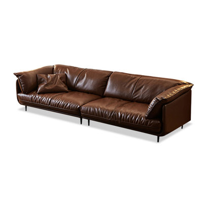 Brown Genuine Leather Modular Sofa cushion couch