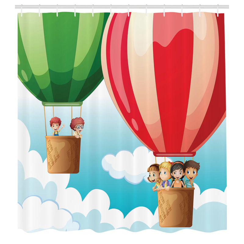 East Urban Home Explore Shower Curtain in Balloons, 70"H x 69"W