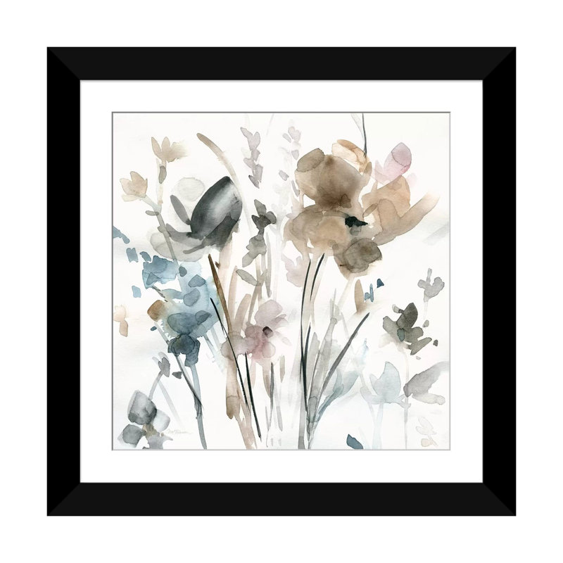 Allure délicate fleuris ii, Papier d'art encadré noir, Blanc, H 24 po x l 24 po x P 1 po
