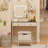 Makeup Vanity Desk with LED Lighted Mirror, 3-Color Lighting Modes, Storage Stool, Drawers & Shelves, Dressing Table for Bedroom-1011608943