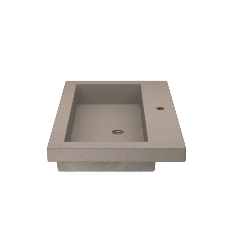 Trough Handmade Rectangular Drop-In Bathroom Sink, Earth, Single Faucet Hole
