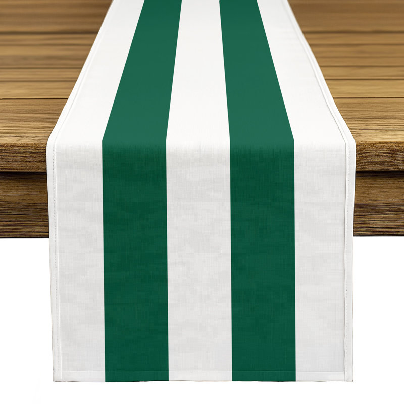Green Striped Table Runner 108" x 14", 108" L x 14" W, Green