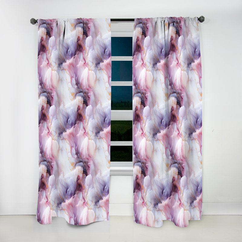 Enchanted Light Purple Marble Mist - Glam Curtain - Velvet Room Darkening - 1 Panel, 52" W x 108" L
