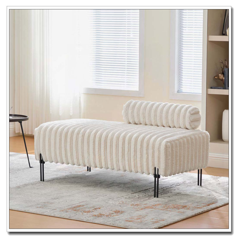 Banc rembourré de 49,6 po de largeur avec dossier réglable, Beige