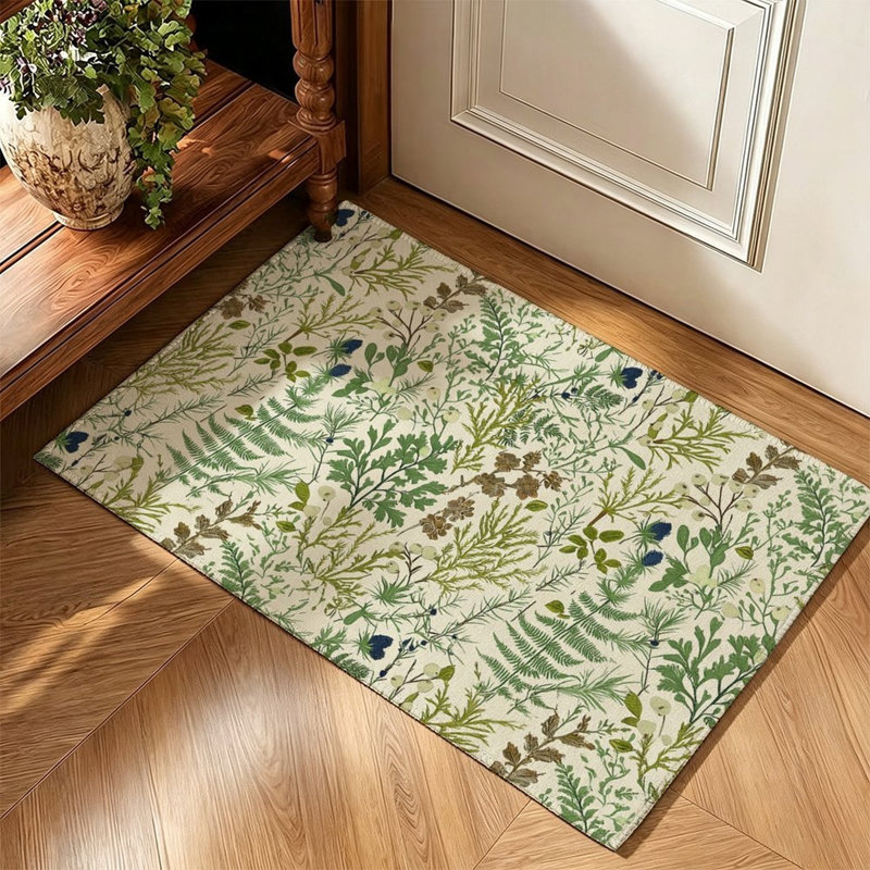 Tapis décoratif doux vert botanique pour chambre d'amis, 120 x 80 cm