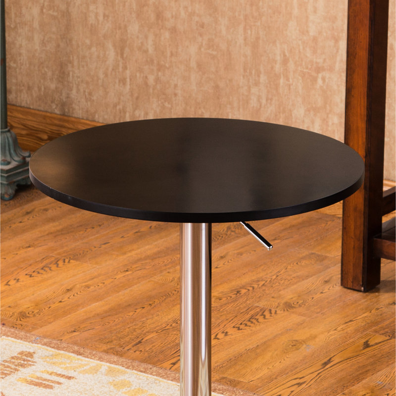 Table moderne réglable en bois noir et métal - Bureau de 24 po de diamètre avec plateau de style contemporain