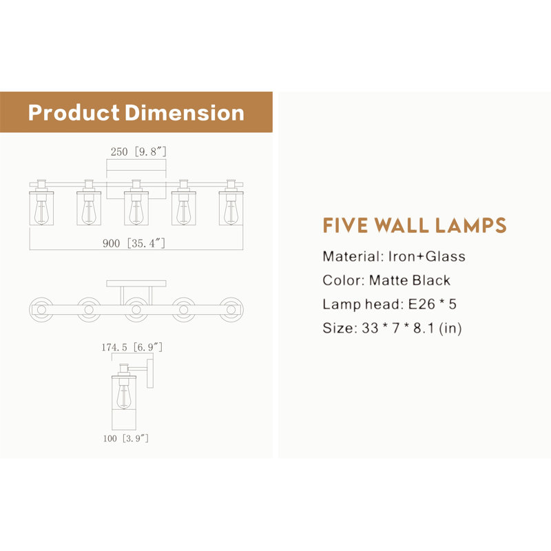 5-Light E26 Bulb Vanity Lights