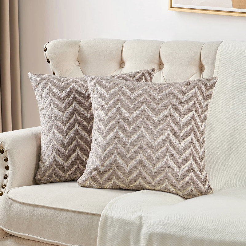 Chevron Square Throw Pillow Cover, Light Brown