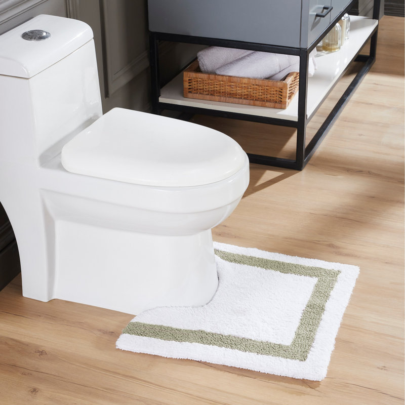 Tapis pour salle de bain Widman, Blanc / Sauge, Contour 20 po x 20 po