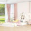 Lit double en bois avec tête de lit en forme de maison, blanc