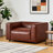 32.3" W Modern Faux Leather Square Arm Sofa Couch 1 Seater Upholstered Single Sofa With Square Arms