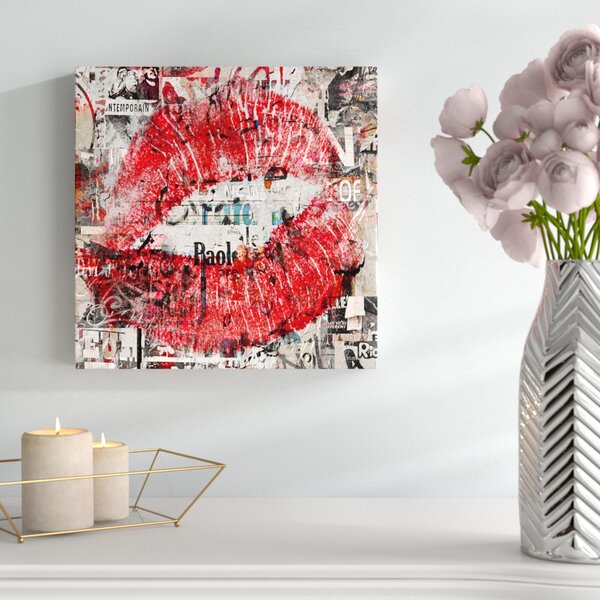 Stupell Industries Blue Lipstick Glam Makeup Lips Fashion Design Framed  Wall Art, 14 x 11, Design by Madeline Blake 